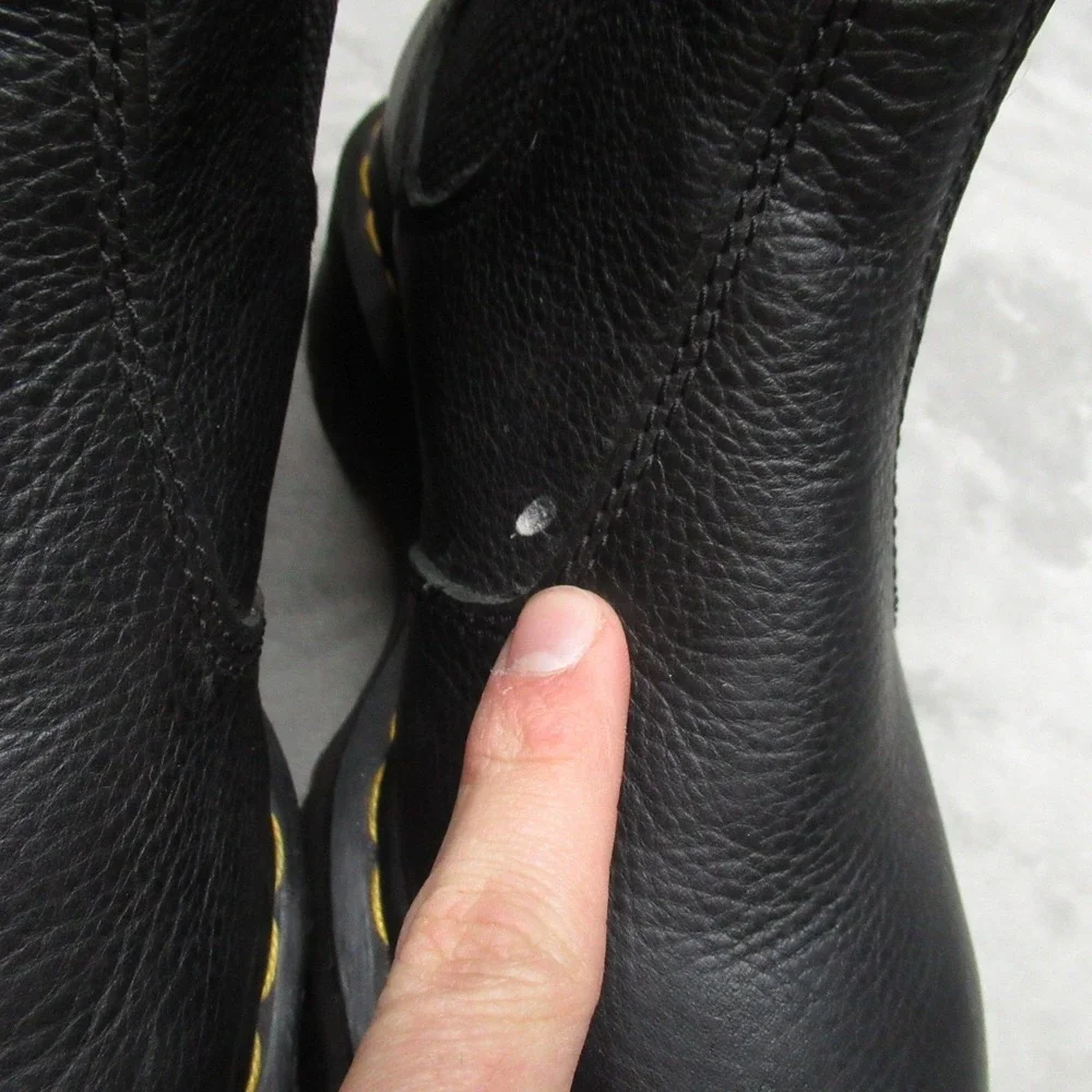 Dr Martens Unisex W5 M4 Boots Black‎ Leather Quad Platform Lug Faux Fur Chelsea